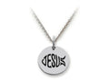Stellar White 925 Sterling Silver Jesus Fish Disc Pendant Necklace - Chain Included