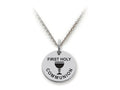 Stellar White 925 Sterling Silver First Holy Communion Disc Pendant Necklace - Chain Included