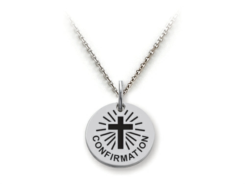 Stellar White 925 Sterling Silver Confirmation Disc Pendant Necklace - Chain Included