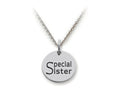 Stellar White 925 Sterling Silver Special Sister Disc Pendant Necklace - Chain Included