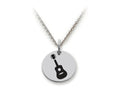 Stellar White 925 Sterling Silver Guitar Disc Pendant Necklace - Chain Included