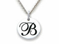 Stellar White 925 Sterling Silver Initial B Personalized Alphabet Disc Pendant Necklace Chain Included