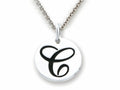 Stellar White 925 Sterling Silver Initial C Personalized Alphabet Disc Pendant Necklace Chain Included