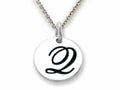 Stellar White 925 Sterling Silver Initial Q Personalized Alphabet Disc Pendant Necklace Chain Included
