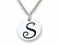 Stellar White 925 Sterling Silver Initial S Personalized Alphabet Disc Pendant Necklace Chain Included