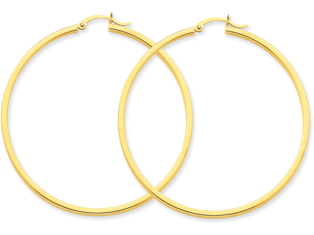 FJC Finejewelers 14k Yellow Gold 2mm Square Tube Hoop Earrings