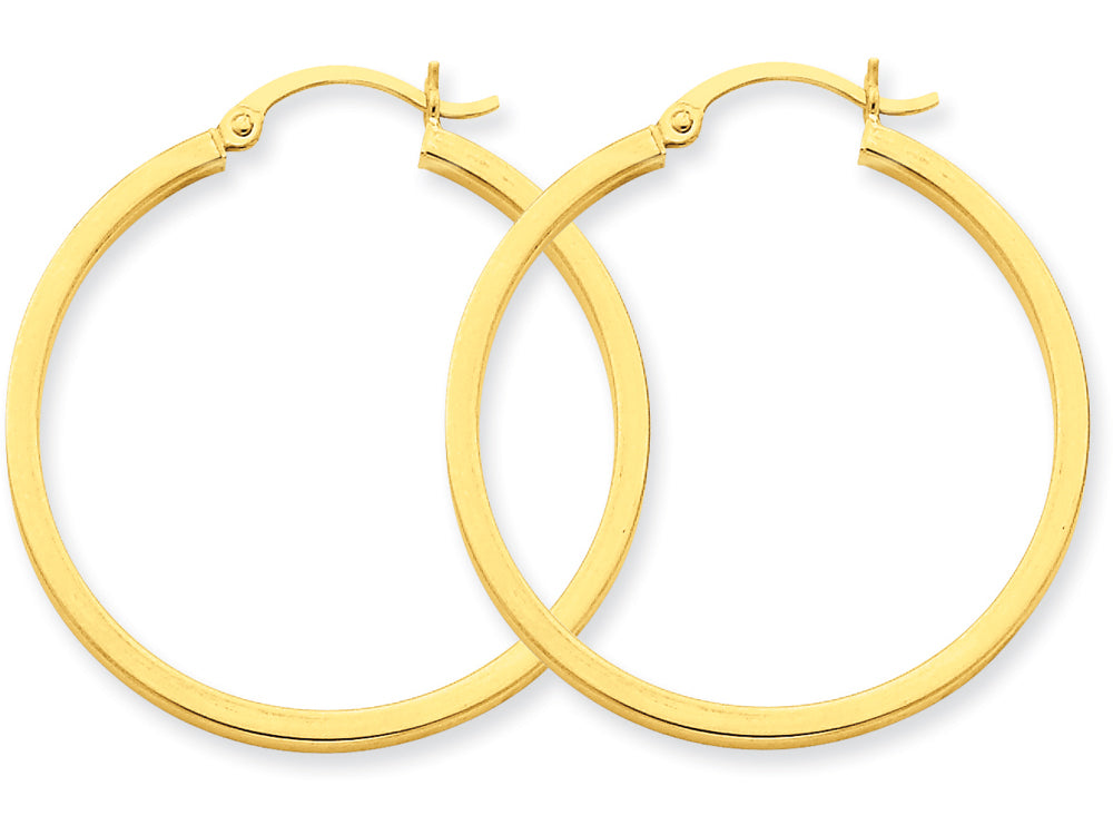 FJC Finejewelers 14k Yellow Gold 2mm Square Tube Hoop Earrings