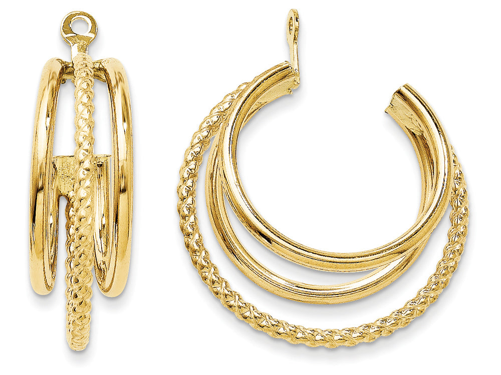 FJC Finejewelers 14k Yellow Gold Polished and Twisted Triple Hoop Earring Jackets