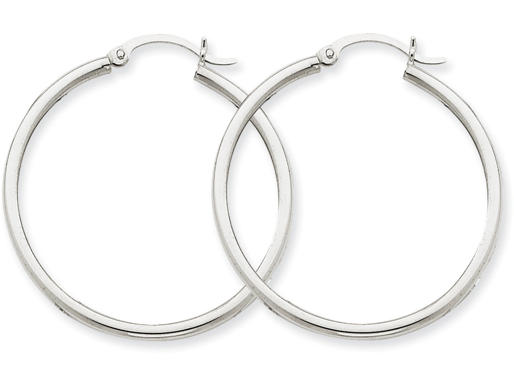 FJC Finejewelers 14k White Gold 2mm Round Hoop Earrings