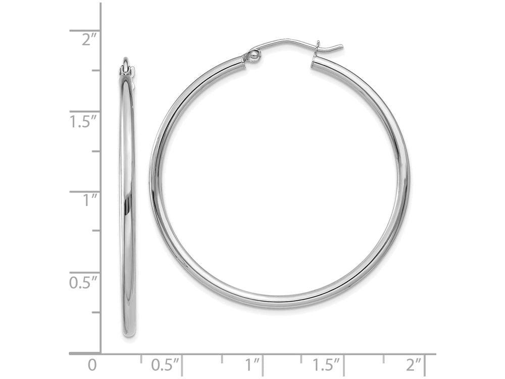 FJC Finejewelers 14k White Gold 2mm Round Hoop Earrings