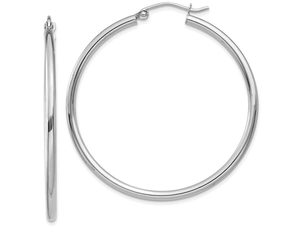 FJC Finejewelers 14k White Gold 2mm Round Hoop Earrings
