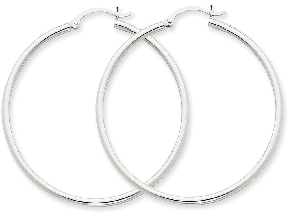 FJC Finejewelers 14k White Gold 2mm Round Hoop Earrings