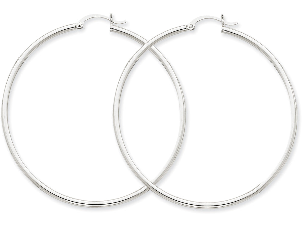 FJC Finejewelers 14k White Gold 2mm Round Hoop Earrings