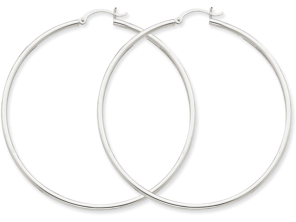 FJC Finejewelers 14k White Gold 2mm Round Hoop Earrings