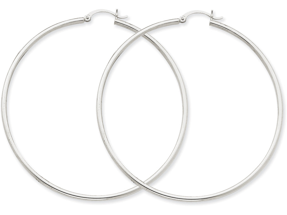 FJC Finejewelers 14k White Gold 2mm Round Hoop Earrings