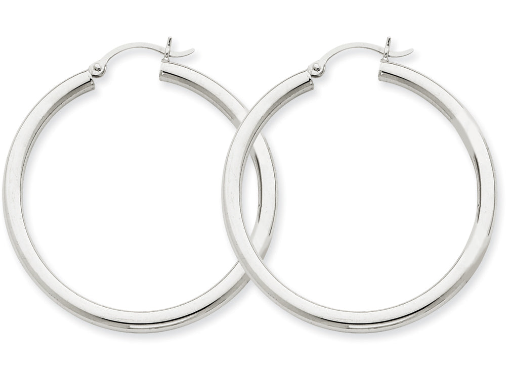 FJC Finejewelers 14k White Gold 3mm Round Hoop Earrings