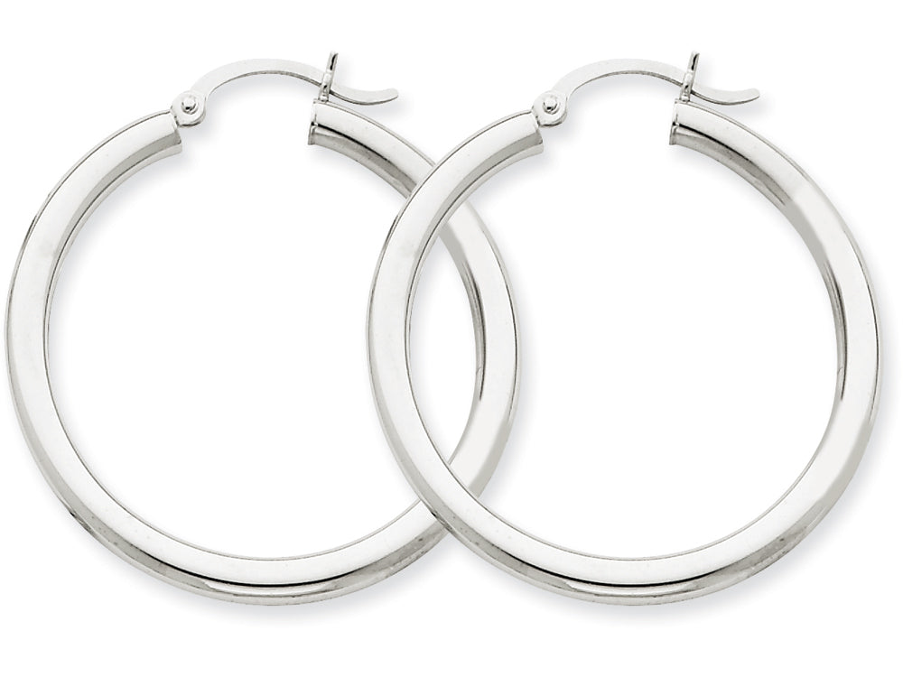 FJC Finejewelers 14k White Gold 3mm Round Hoop Earrings