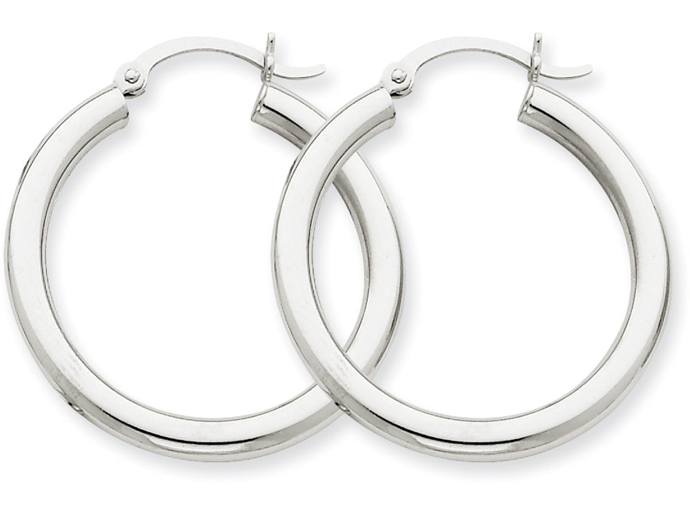 FJC Finejewelers 14k White Gold 3mm Round Hoop Earrings