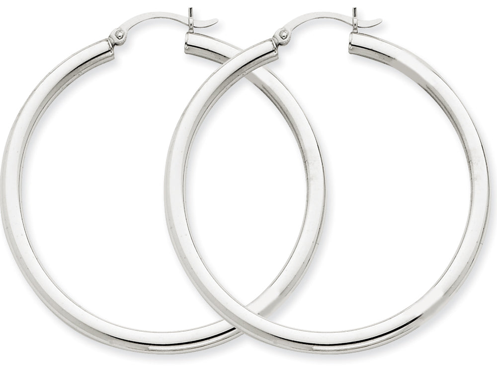 FJC Finejewelers 14k White Gold 3mm Round Hoop Earrings