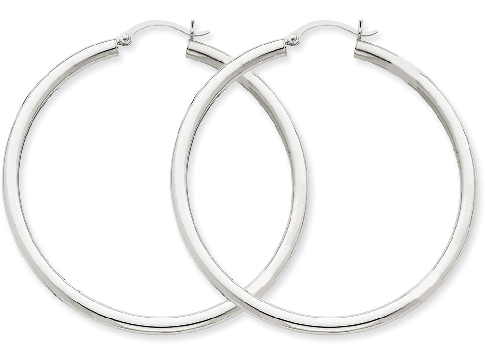 FJC Finejewelers 14k White Gold 3mm Round Hoop Earrings