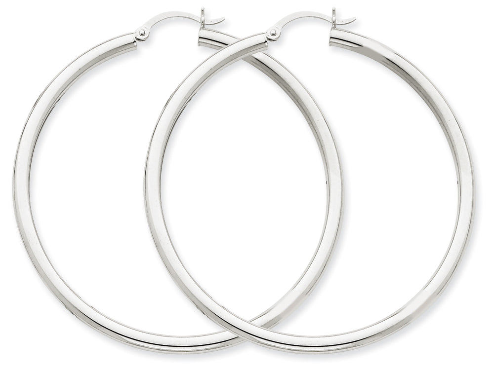 FJC Finejewelers 14k White Gold 3mm Round Hoop Earrings