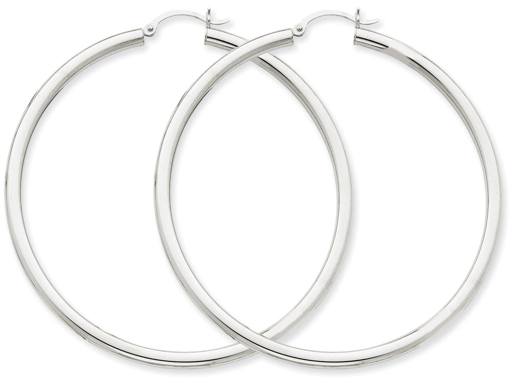 FJC Finejewelers 14k White Gold 3mm Round Hoop Earrings