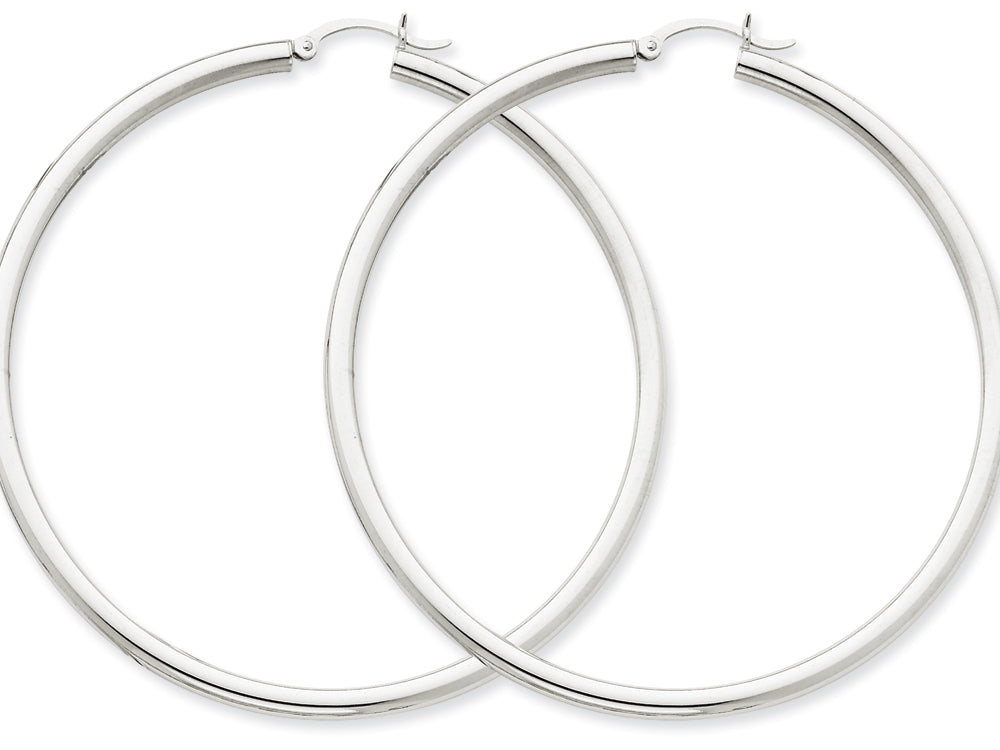 FJC Finejewelers 14k White Gold 3mm Round Hoop Earrings