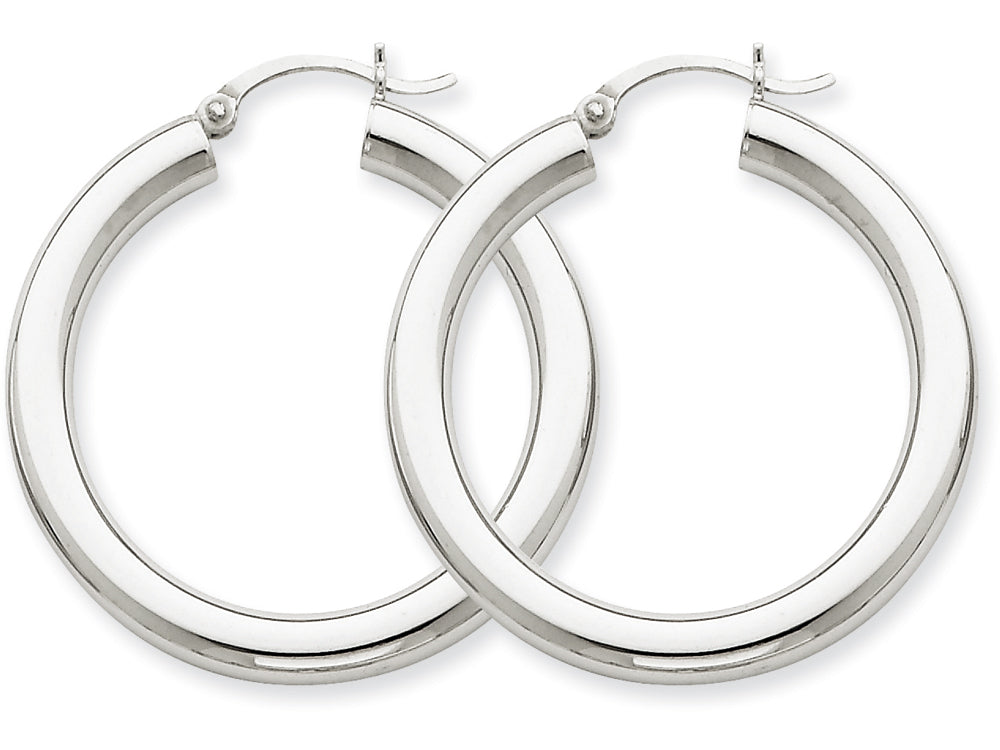 FJC Finejewelers 14k White Gold 4mm X 35mm Tube Hoop Earrings