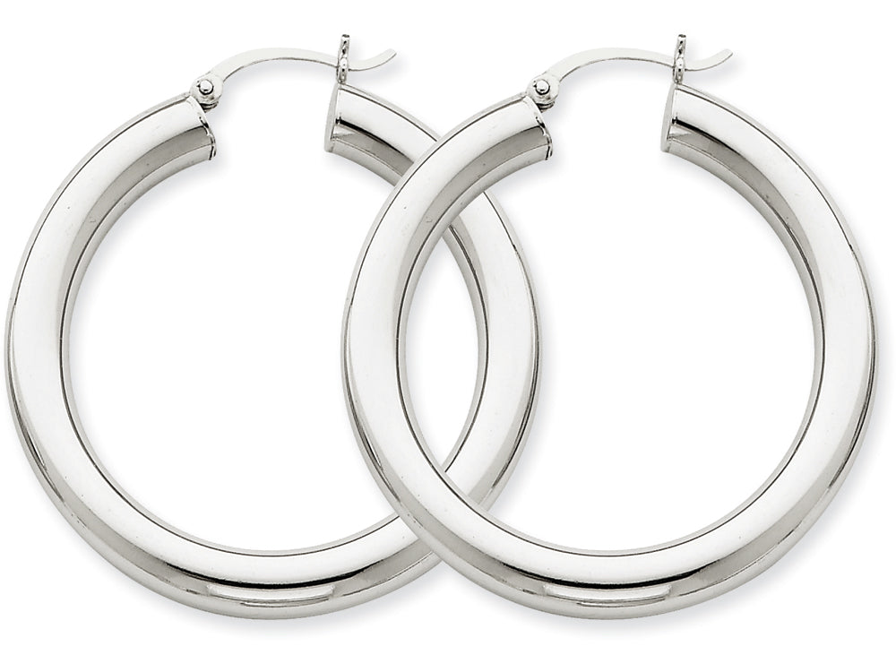 FJC Finejewelers 14k White Gold Polished 5mm Tube Hoop Earrings