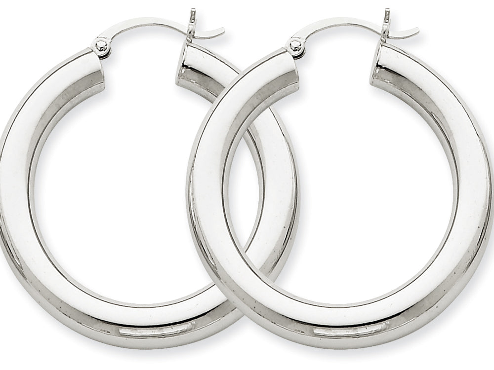 FJC Finejewelers 14k White Gold Polished 5mm Tube Hoop Earrings