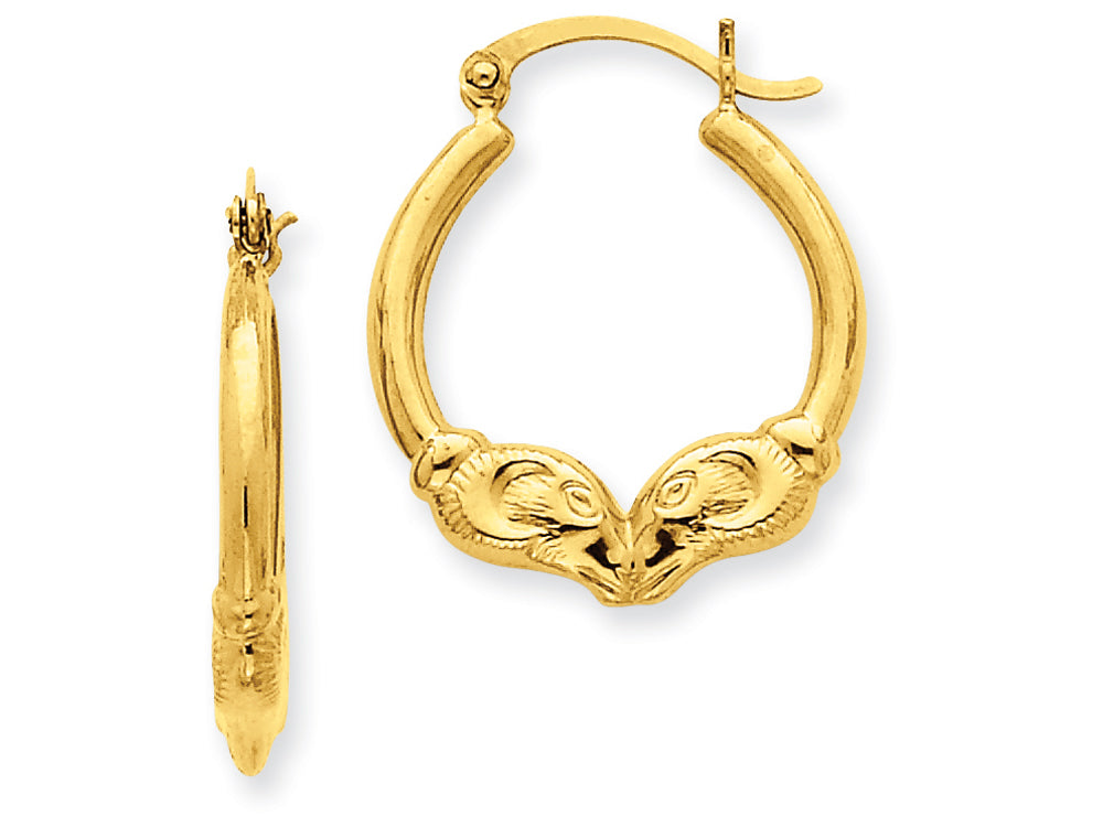 FJC Finejewelers 14k Yellow Gold Polished Ram Hoop Earrings