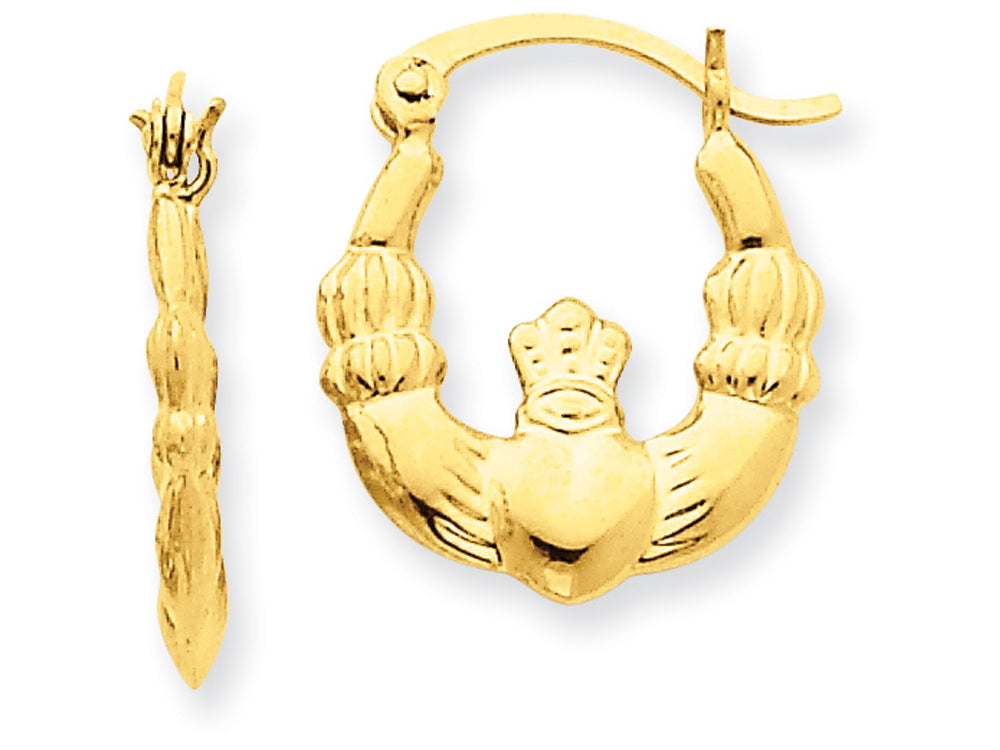 FJC Finejewelers 14k Yellow Gold Polished Claddagh Hoop Earrings