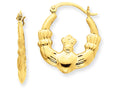 FJC Finejewelers 14k Yellow Gold Polished Claddagh Hoop Earrings