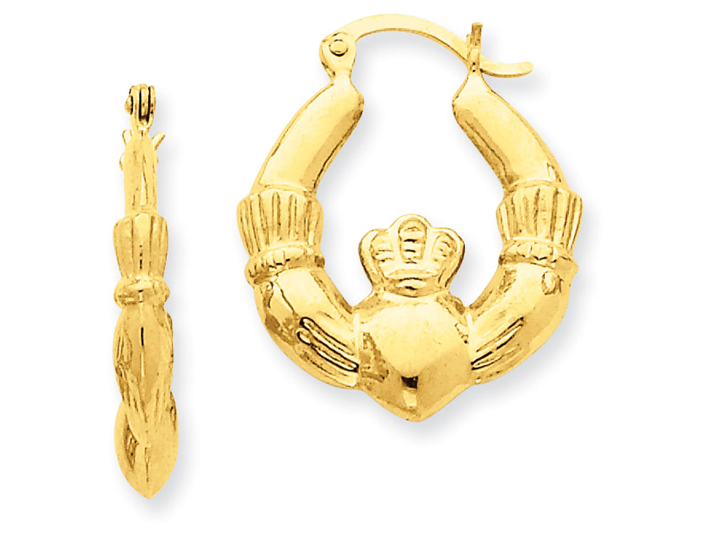 FJC Finejewelers 14k Yellow Gold Polished Claddagh Hoop Earrings
