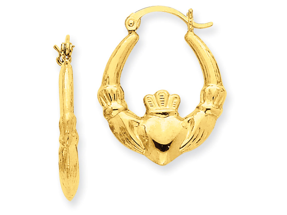 FJC Finejewelers 14k Yellow Gold Polished Claddagh Hoop Earrings