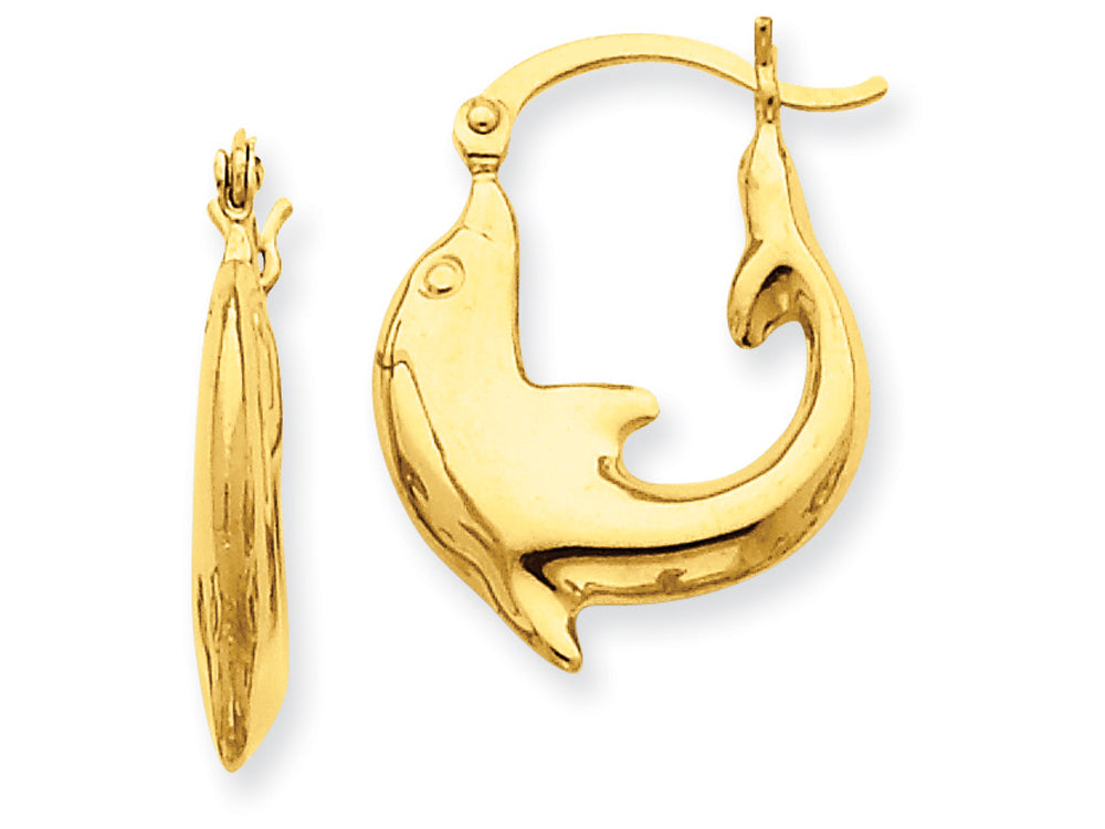 FJC Finejewelers 14k Yellow Gold Polished Dolphin Hoop Earrings