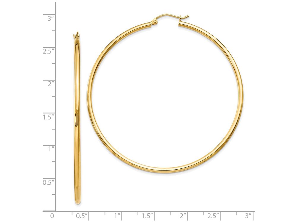 FJC Finejewelers 14k Yellow Gold Polished 2mm Round Hoop Earrings