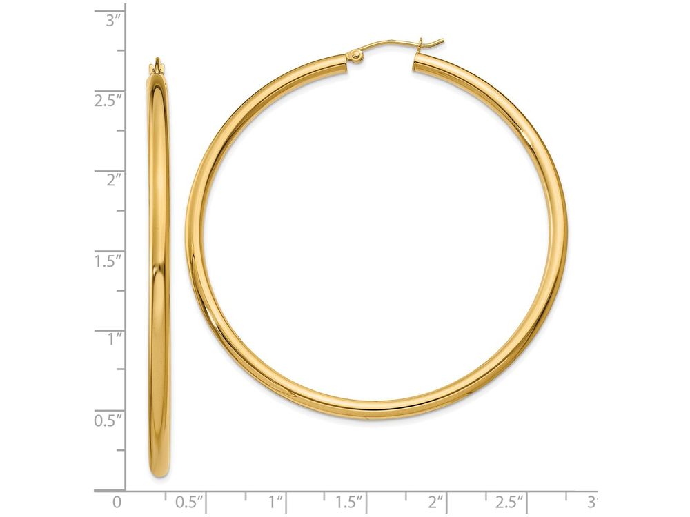 FJC Finejewelers 14k Yellow Gold Polished 3mm Round Hoop Earrings