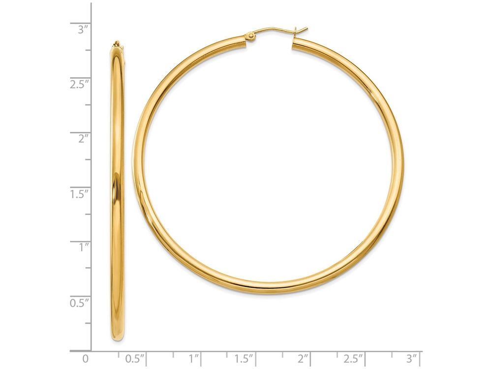 FJC Finejewelers 14k Yellow Gold Polished 3mm Round Hoop Earrings
