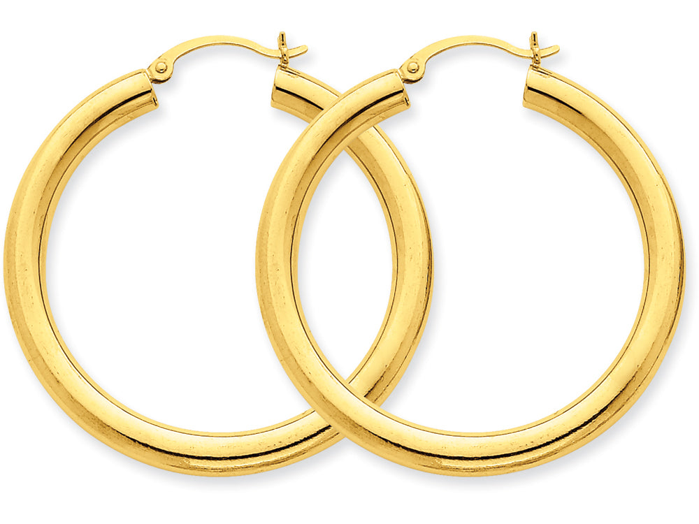 FJC Finejewelers 14k Yellow Gold Polished 4mm X 40mm Tube Hoop Earrings