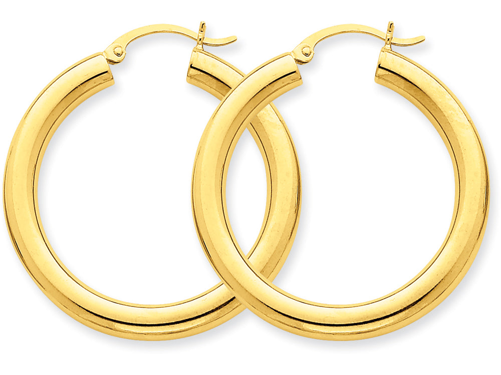 FJC Finejewelers 14k Yellow Gold Polished 4mm X 35mm Tube Hoop Earrings