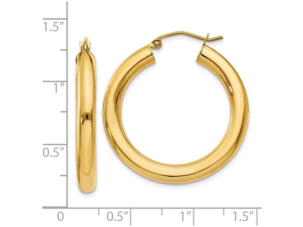 FJC Finejewelers 14k Yellow Gold Polished 4mm X 30mm Tube Hoop Earrings