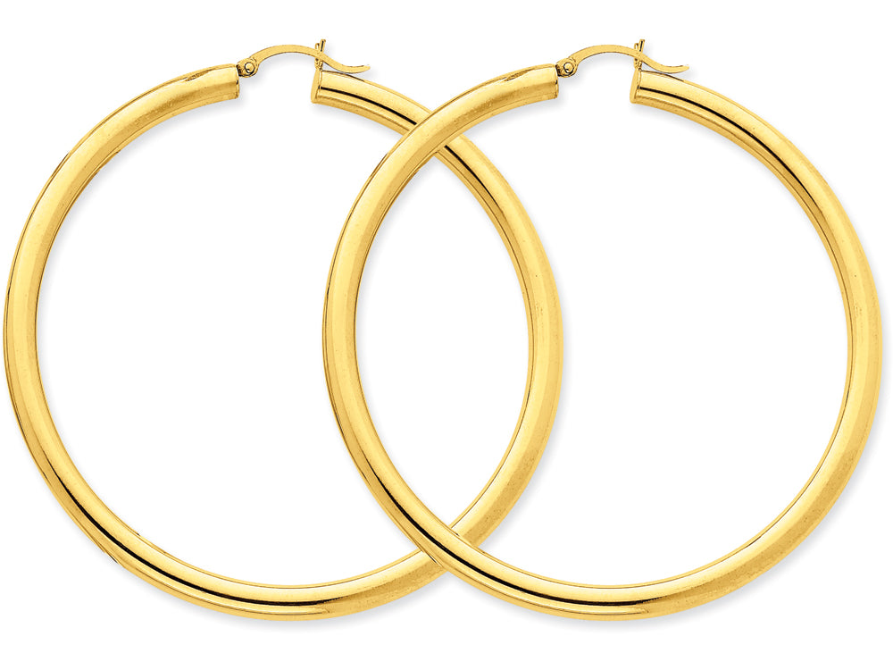 FJC Finejewelers 14k Yellow Gold Polished 4mm X 65mm Tube Hoop Earrings