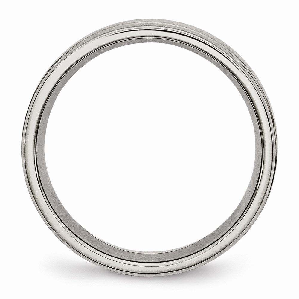 Chisel Titanium Ridged Edge 6mm Brushed And Polished Wedding Band