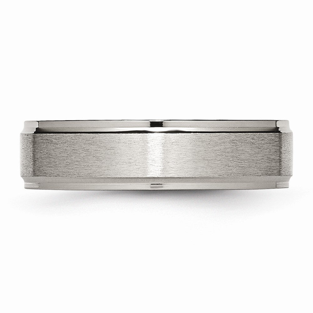 Chisel Titanium Ridged Edge 6mm Brushed And Polished Wedding Band