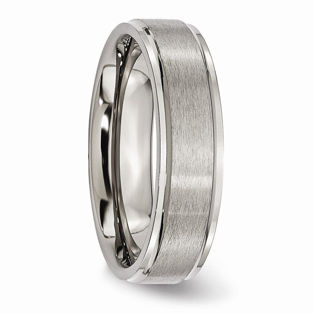 Chisel Titanium Ridged Edge 6mm Brushed And Polished Wedding Band