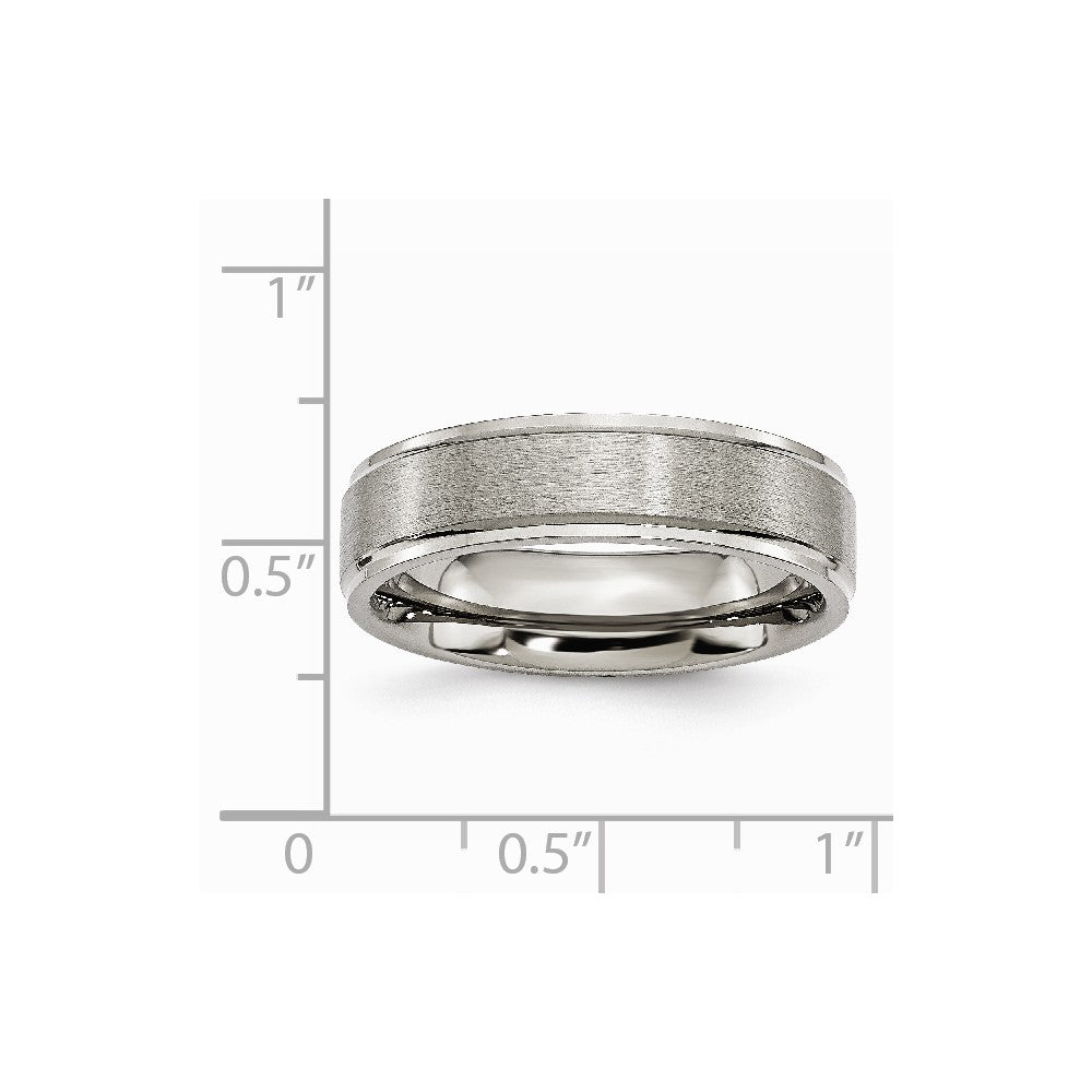 Chisel Titanium Ridged Edge 6mm Brushed And Polished Wedding Band
