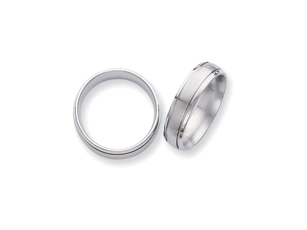 Chisel Titanium Ridged Edge 6mm Brushed And Polished Wedding Band
