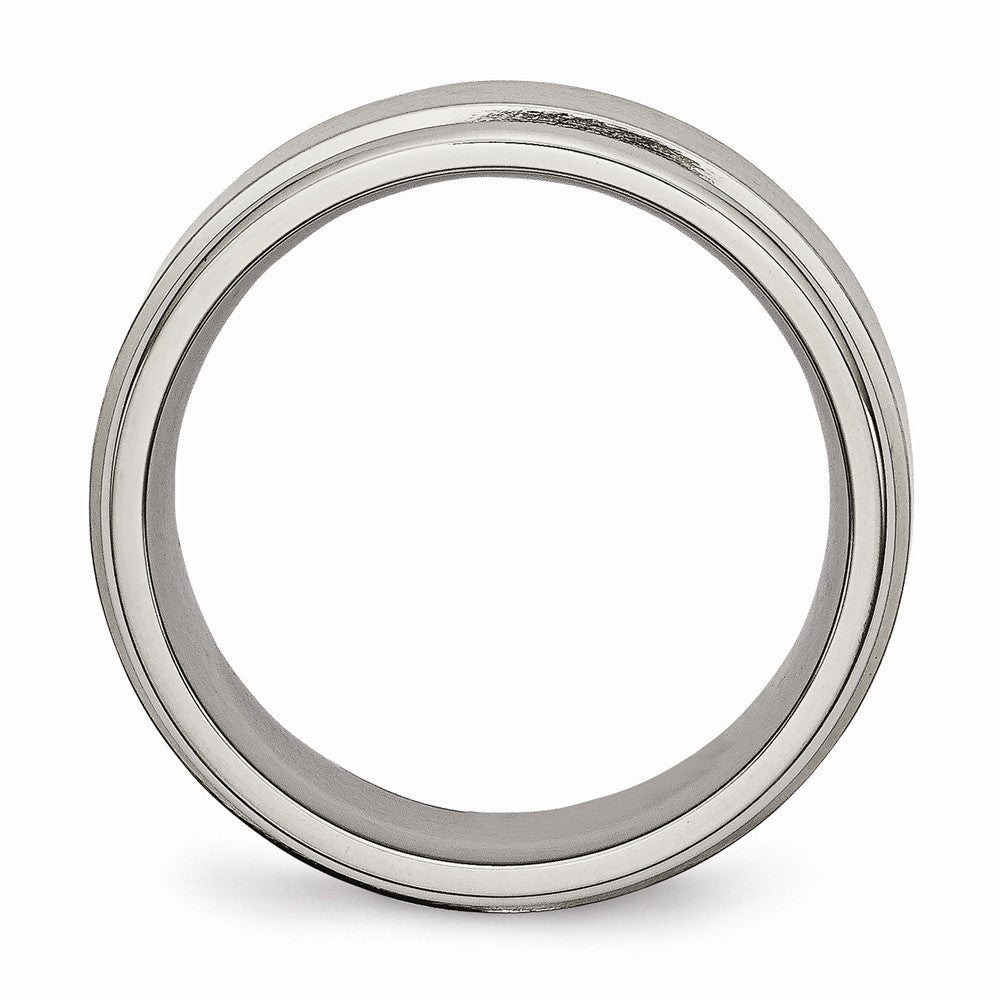 Chisel Titanium Ridged Edge 8mm Brushed And Polished Wedding Band