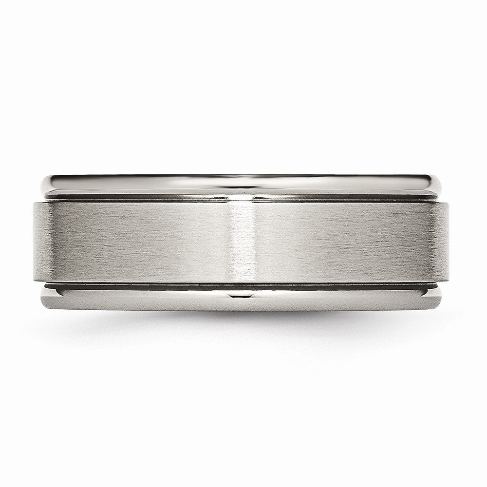 Chisel Titanium Ridged Edge 8mm Brushed And Polished Wedding Band